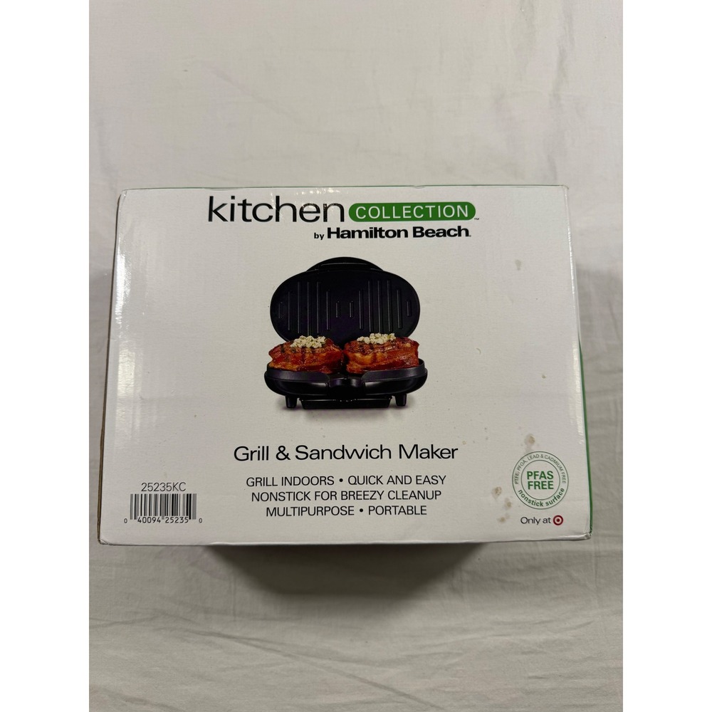 Kitchen Collection Grill & Sandwich Maker Black NEW Nonstick Portable
